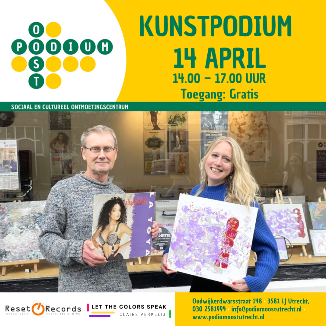 Promotie flyer Podium Oost Kunstmarkt Claire Verkleij - Let The Colors Speak 