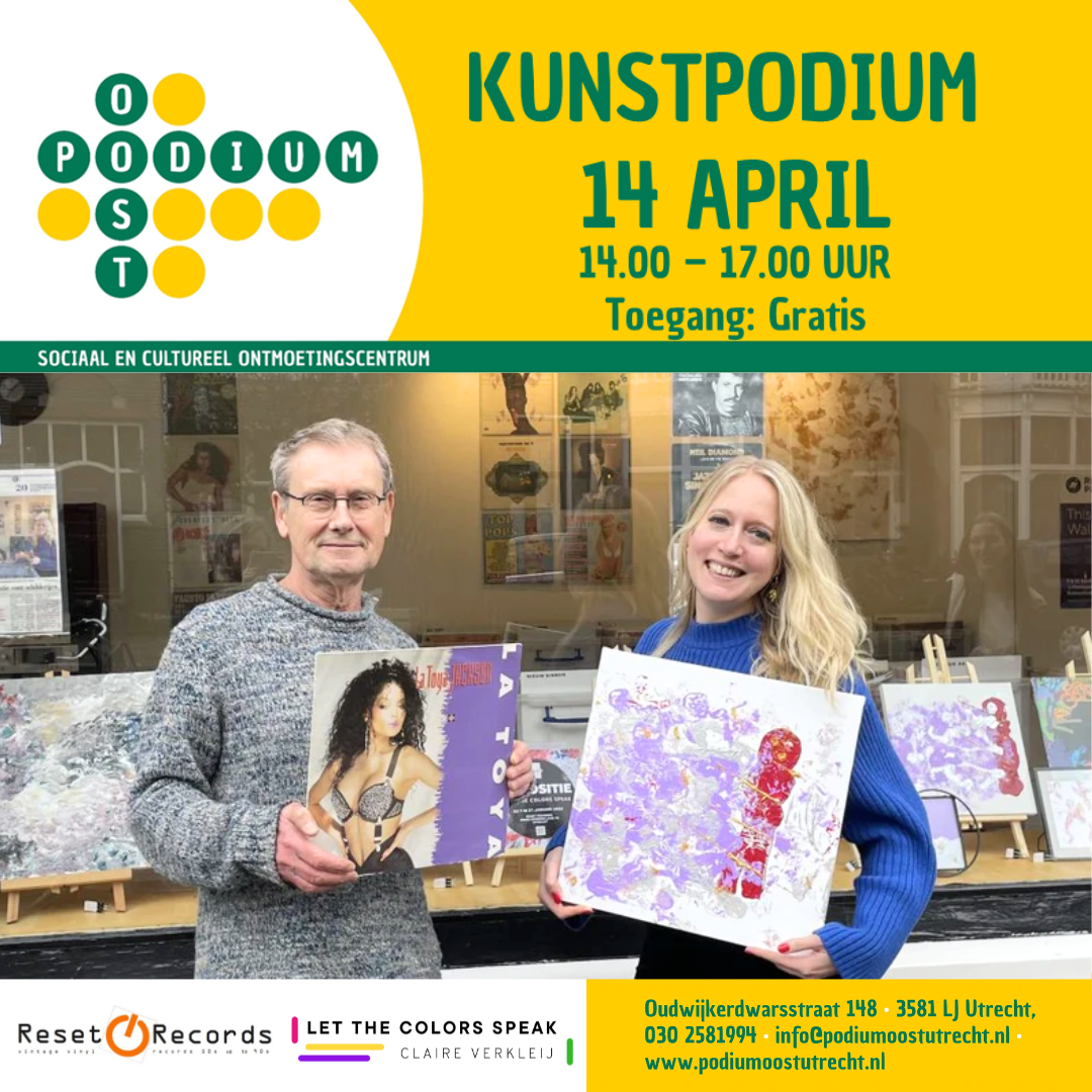 Promotie flyer Podium Oost Kunstmarkt Claire Verkleij - Let The Colors Speak